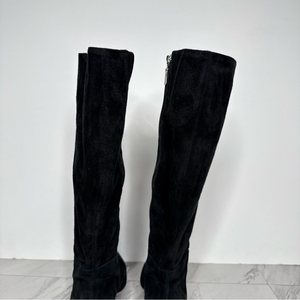 Schutz Pointy Toe Black Suede Kitten Heel Tall Boot 8 1/2 B - Picture 5 of 15